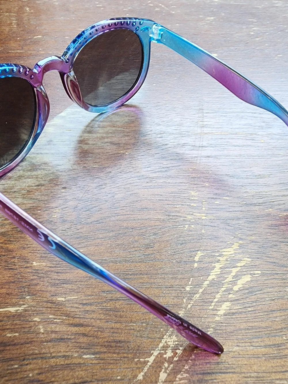 Bling Rhinestone Ombre Sunglasses Blue Purple Pink Classic Frame Festival Rave